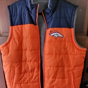 Denver Broncos Mens Vest 2XL Orange Blue Full Zip Puffer Jacket Reversible